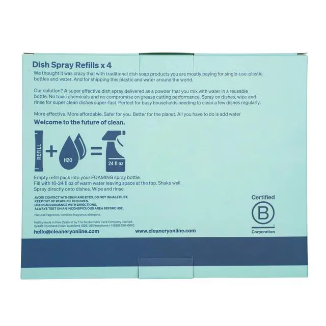 Alt view image 3 of 5 - Dish Spray Cleaner Powder Concentrate Refills 4 Pack, Makes 24 fl oz Each, Tahitian Lime