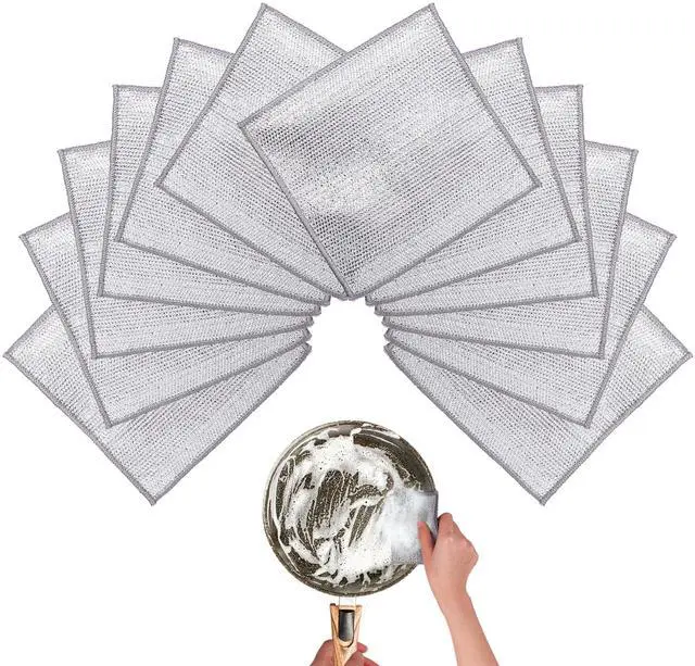 Main image of Wire Dishwashing Rags for Wet 12pcs Multipurpose Non-Scratch Kitchen Mesh Dishcloth