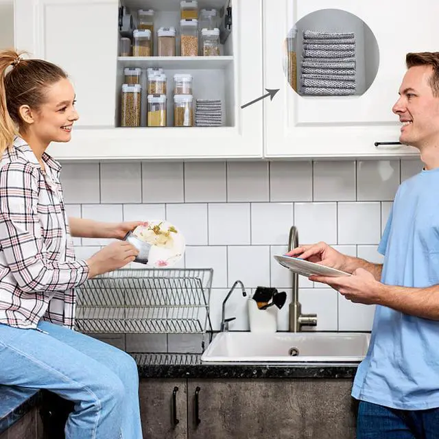 Alt view image 3 of 6 - Wire Dishwashing Rags for Wet 12pcs Multipurpose Non-Scratch Kitchen Mesh Dishcloth