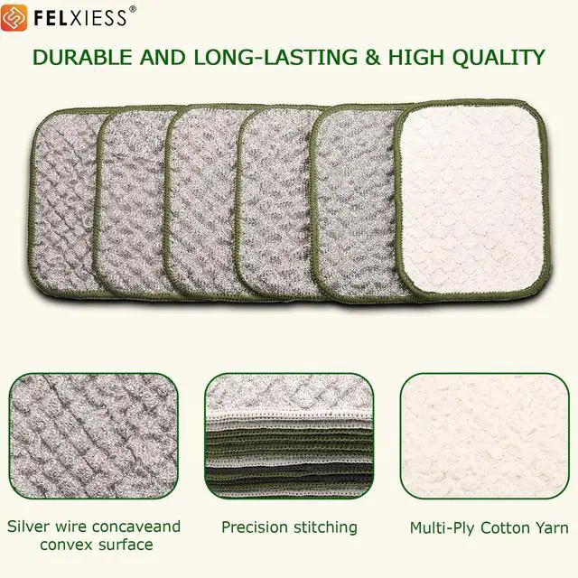 Alt view image 7 of 7 - Silver Microfiber Scrubbing Pads, Non-Scratch for Pots, 6-Pack