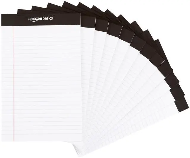 Main image of Narrow Ruled Lined Writing Note Pads for Notes, Office Supplies, 5" x 8", White, 12-Pack of 50 Pages, Perforated