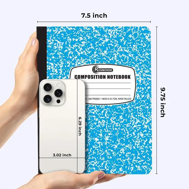 Alt view image 3 of 7 - 5 Pack Composition Notebook Wide Ruled, 200 Pages (100 Sheets), 9-3/4x7-1/2, Notebooks for Work, Back to School Supplies, Hard Cover Composition Books, Notebooks for Women, Colors May Repeat