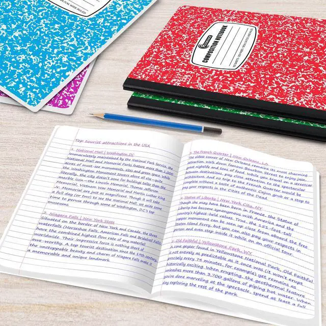 Alt view image 7 of 7 - 5 Pack Composition Notebook Wide Ruled, 200 Pages (100 Sheets), 9-3/4x7-1/2, Notebooks for Work, Back to School Supplies, Hard Cover Composition Books, Notebooks for Women, Colors May Repeat