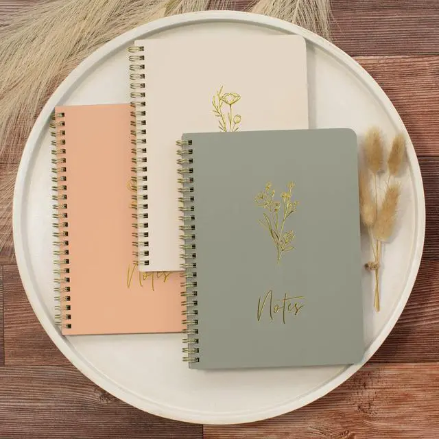 Alt view image 7 of 7 - Aesthetic Spiral Notebook Set of 3 For Women - Cute College Ruled 8x6 Journal/Notebook with Large Pockets And Lined Pages - Perfect Supplies to Stay Organized at Work or School