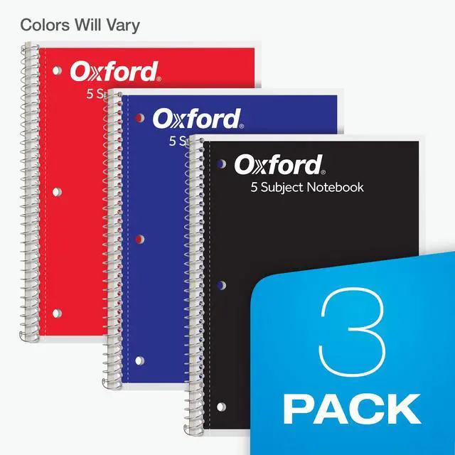 Alt view image 6 of 7 - Spiral Notebooks, 3 Pack, 5 Subject, College Ruled Notebooks for School, 8 x 10.5 Inches, 180 Sheets, 4 Dividers, Assorted Colors, Back to School Supplies (65203)
