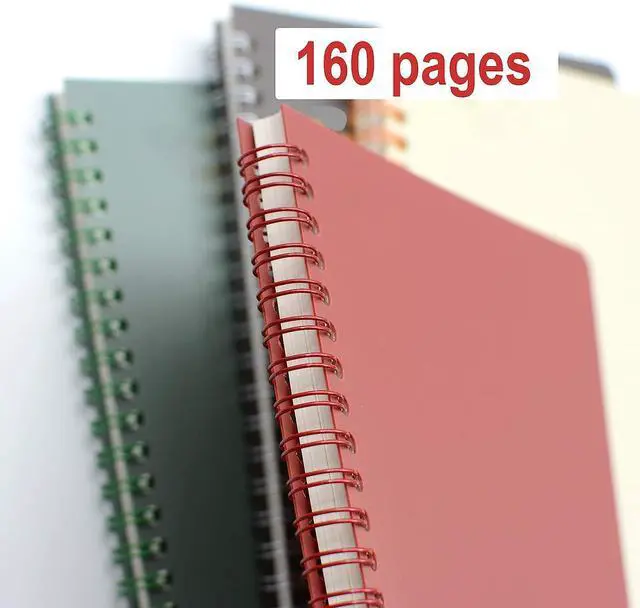 Alt view image 6 of 6 - Spiral Notebook, 4 Pcs 8.3 Inch x 5.9 Inch A5 Thick Plastic Hardcover 8mm Ruled 4 Color 80 Sheets -160 Pages Journals for Study and Notes (style 10-Wine Red,Brown,Green,ivory, A5)