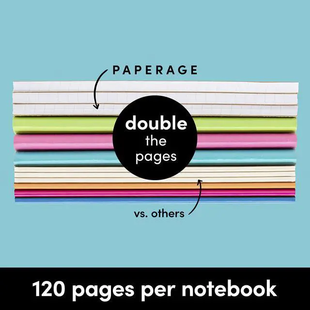 Alt view image 6 of 7 - 6-Pack Composition Notebook Journals, 120 Pages, Kraft Cover with Rainbow Spines, College Ruled Lined Paper, Small Size (8 in x 5.75 in) for Home, Office or School Supplies