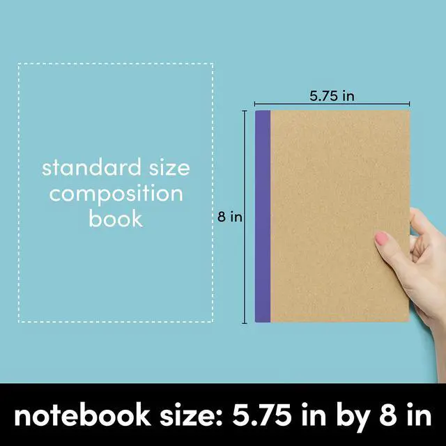 Alt view image 5 of 7 - 6-Pack Composition Notebook Journals, 120 Pages, Kraft Cover with Rainbow Spines, College Ruled Lined Paper, Small Size (8 in x 5.75 in) for Home, Office or School Supplies