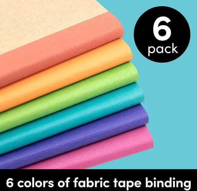 Alt view image 2 of 7 - 6-Pack Composition Notebook Journals, 120 Pages, Kraft Cover with Rainbow Spines, College Ruled Lined Paper, Small Size (8 in x 5.75 in) for Home, Office or School Supplies