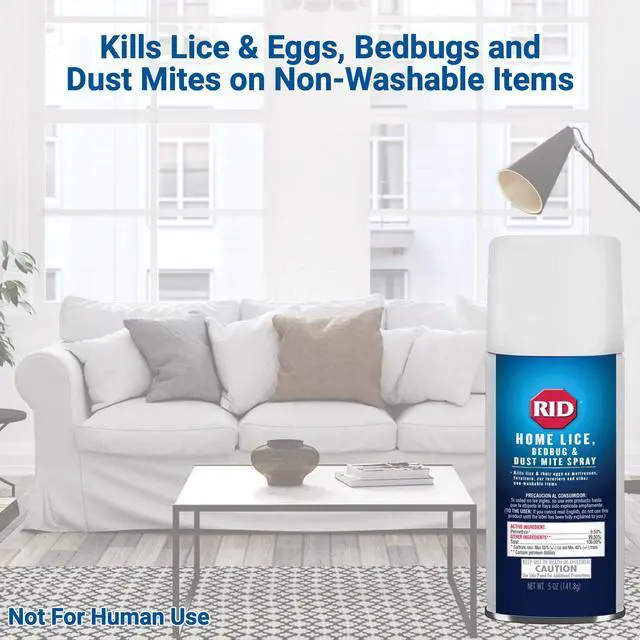 Alt view image 2 of 5 - Home Lice Bed Bug Dust Mite Spray Home Treatment Spray with Permethrin Kills Lice and Lice Eggs on Mattresses Furniture Car Interiors and Other Nonwashable Items Spray Can, 5 Ounce