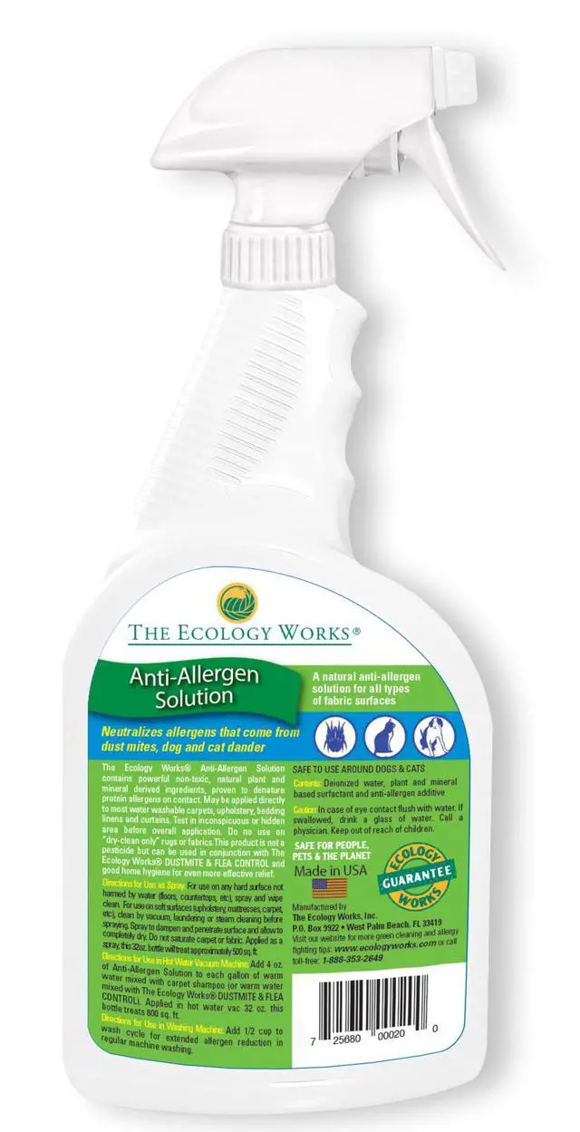 Alt view image 2 of 5 - Ecology Works Anti-Allergen Solution - For Cleaning Home, Bedding, & Furniture Naturally with E book Tips