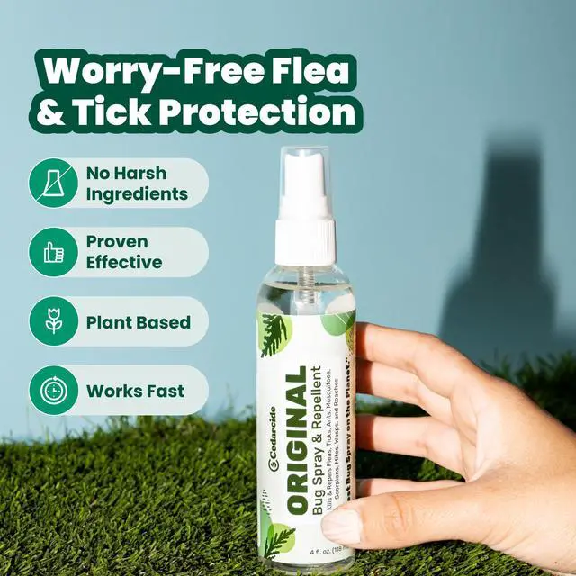 Alt view image 2 of 7 - Original Bug Spray | Repel & Kill Fleas, Ticks, Mosquitoes, Mites, Ants & Chiggers | for use on People, Pets & Home | Natural Cedar Oil | Eco-Friendly | 4 Oz