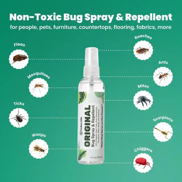Alt view image 5 of 7 - Original Bug Spray | Repel & Kill Fleas, Ticks, Mosquitoes, Mites, Ants & Chiggers | for use on People, Pets & Home | Natural Cedar Oil | Eco-Friendly | 4 Oz