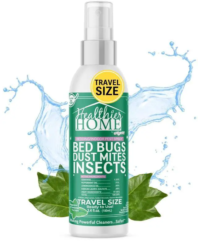 Main image of Travel Size Bed Bug & Insect Repellent, Natural, TSA Approved Indoor Pest Control Spray for Travel & Home, Plant-Based Dust Mite, Ant, Spider, Fly Killer, Peppermint Scent, 3.4 Fl Oz