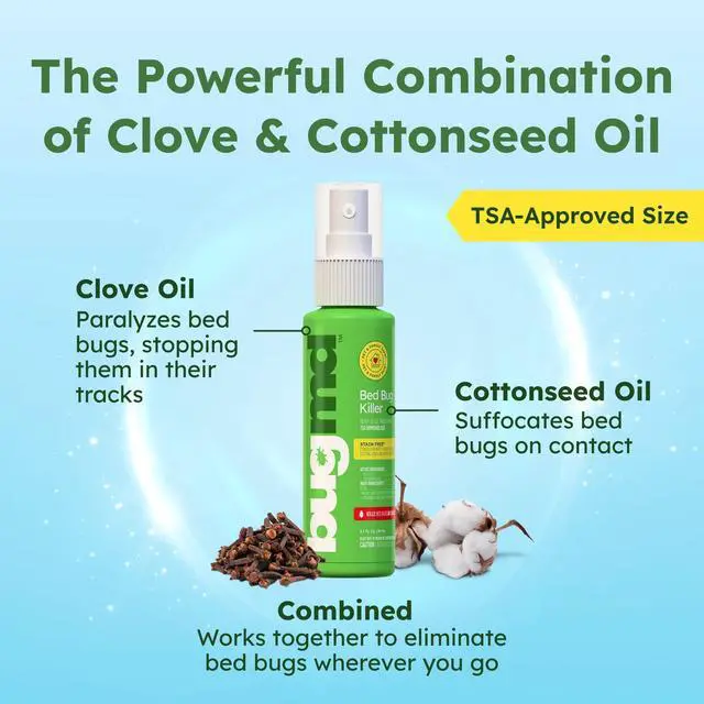 Alt view image 2 of 6 - Bed Bug & Mite Spray - TSA Approved 3.7 oz - Child & Pet Safe, Stain & Odor Free - Lice, Tick, Fly, Mosquito, Flea, Dust Mite Treatment - Travel Essential for Hotels, Suitcases, Backpacks, Shoes