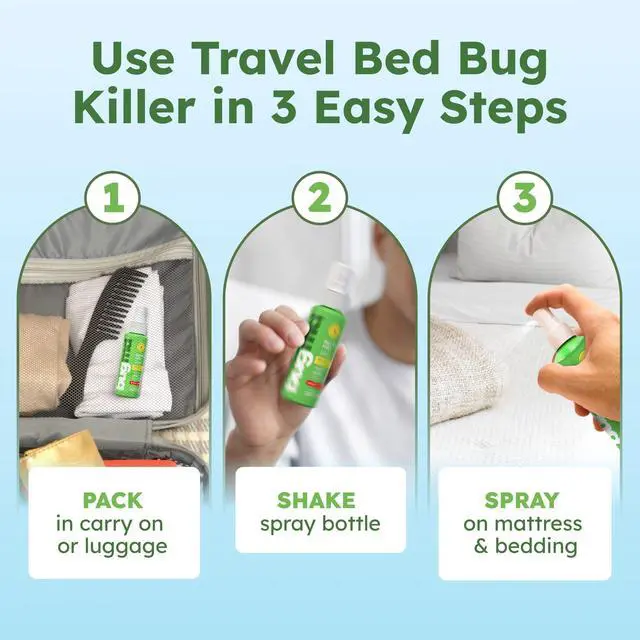 Alt view image 5 of 6 - Bed Bug & Mite Spray - TSA Approved 3.7 oz - Child & Pet Safe, Stain & Odor Free - Lice, Tick, Fly, Mosquito, Flea, Dust Mite Treatment - Travel Essential for Hotels, Suitcases, Backpacks, Shoes