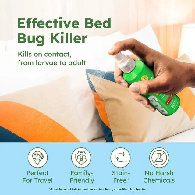 Alt view image 3 of 6 - Bed Bug & Mite Spray - TSA Approved 3.7 oz - Child & Pet Safe, Stain & Odor Free - Lice, Tick, Fly, Mosquito, Flea, Dust Mite Treatment - Travel Essential for Hotels, Suitcases, Backpacks, Shoes