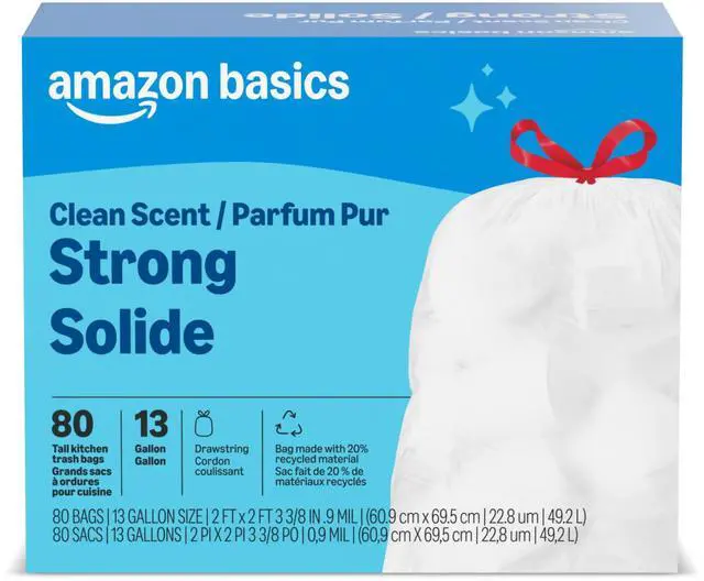 Main image of Tall Kitchen Drawstring Trash Bags, Clean Fresh Scent, 13 Gallon, 80 Count, Packaging May Vary