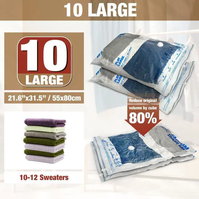 Alt view image 2 of 6 - Vacuum Storage Bags, 10 Large Vacuum Seal Bags for Clothing
