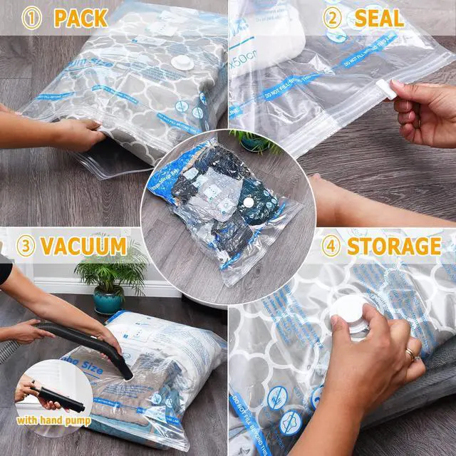 Alt view image 5 of 5 - Vacuum Storage Bags, Space Saver Sealer Bags,Vacuum seal bags for clothing, Pillows, Comforters, Blankets, Bedding,Travel,6 LARGE