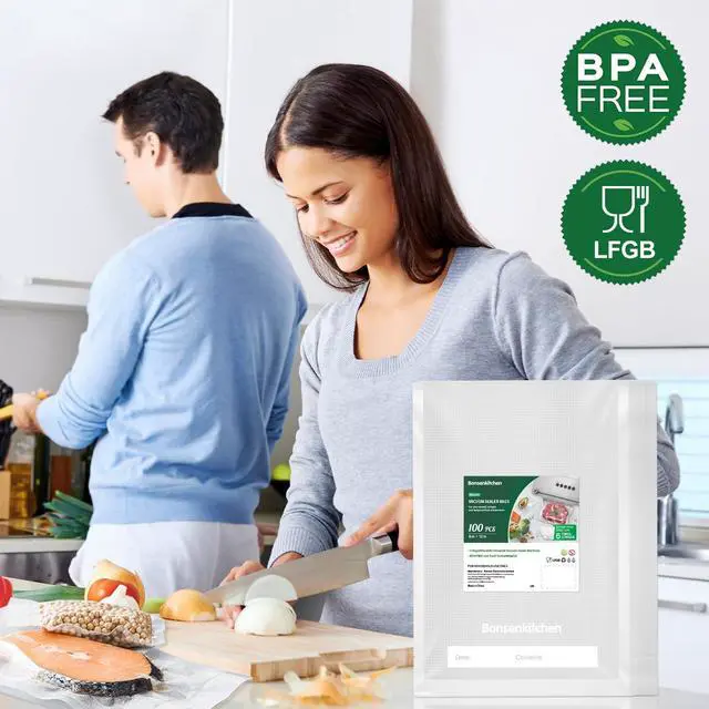 Alt view image 2 of 7 - Precut Vacuum Bags 100 Quart 8" x 12", BPA Free, Commercial Grade Textured Food Sealer Bag, Thick Embossed Bags for Storage and Sous Vide Cooking VB3205