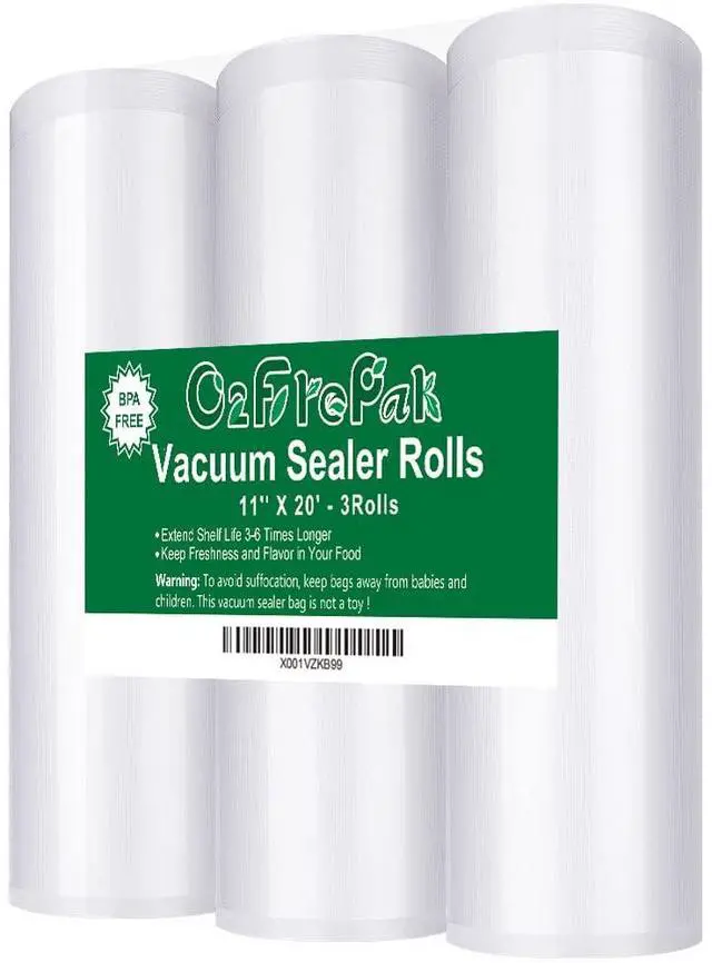 Main image of 3 Pack 11"x20' Rolls Vacuum Sealer Bags Rolls with BPA Free,Heavy Duty Vacuum Sealer Storage Bags Rolls,Cut to Size Roll,Great for Sous Vide (Total 60 feet)