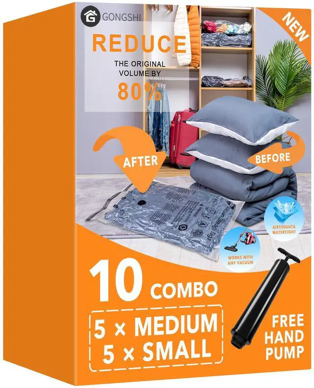 Main image of Vacuum Storage Bags, Space Saver Seal Bags For Clothing, Travel Luggage,Blankets, Comforters, Pillows, Clothes Storage.5 Medium 5 Small