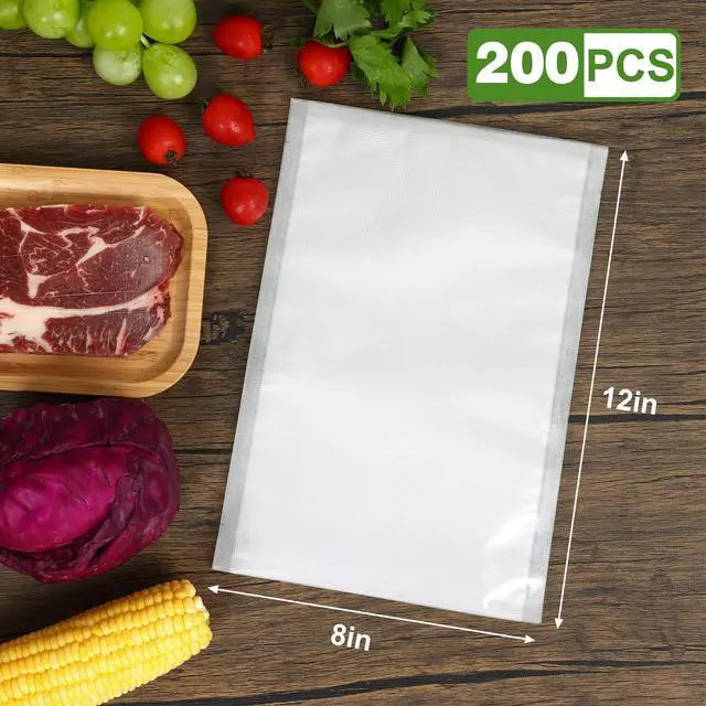 Alt view image 2 of 7 - Vacuum Sealer Bags for Food, 200pcs Food Saver Seal Bags Quart 8" x 12", BPA Free Precut Commercial Grade, Puncture Resistant for Meal Prep, Sous Vide, Freezer