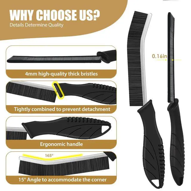 Alt view image 3 of 5 - 4Pcs Crevice Cleaning Brushes for Household Use, Grout Cleaner Brush, Hard Bristle Groove, Gap Cleaning Tool, Suitable for Areas Usually Difficult to Reach
