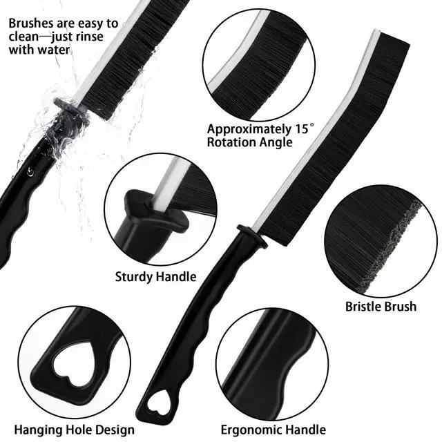 Alt view image 4 of 6 - 2pcs Hard Bristle Crevice Brush, Gap & Grout Cleaner, Tile & Kitchen Window Bathroom Crevice Cleaning Tool