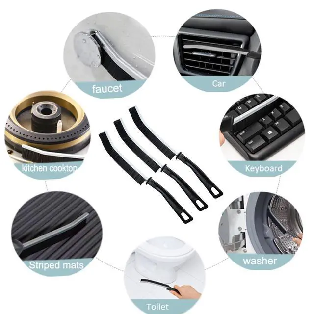 Alt view image 6 of 7 - 3 Pack Cleaning Gap Brush, Hard Bristle Cleaning Brush Tool for Ceramic Tiles, Glass, Bathroom & Kitchen