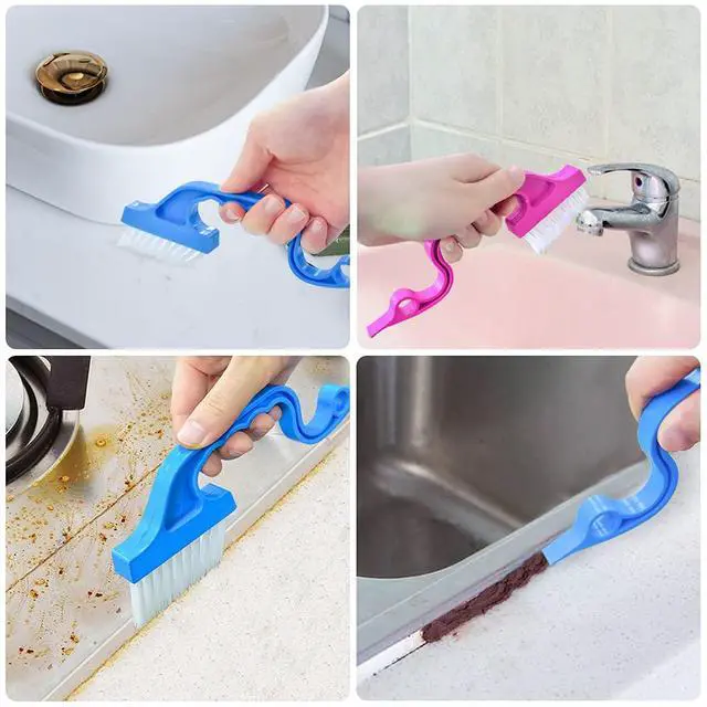Alt view image 3 of 7 - Crevice Gap Cleaning Brush Tool, 6pcs Hand-held Groove Gap Cleaning Tools, 2 in 1 Dustpan Cleaning Brushes, Shutter Door Window Track Kitchen Cleaning Brushes Kit