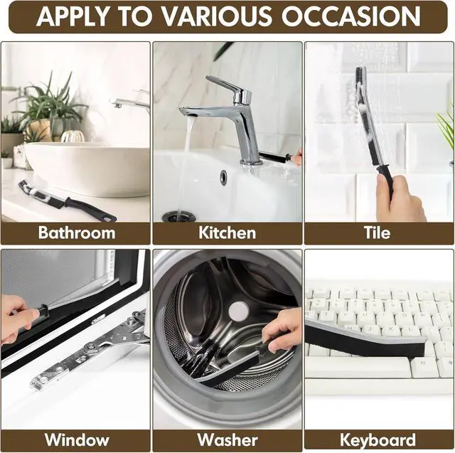 Alt view image 5 of 7 - 6P Crevice Cleaning Brush Hard Bristle Crevice Grout Cleaner Brush Thin Brush Gap Grout Cleaner for for Household Use, Bathroom, Kitchen