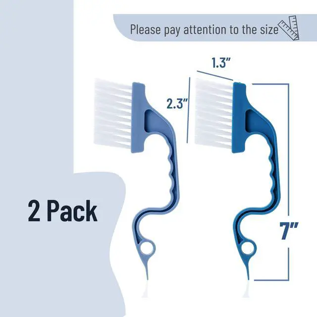 Alt view image 2 of 7 - Window Track Cleaning Brush, 2 Pack, Blue Ergonomic Handle