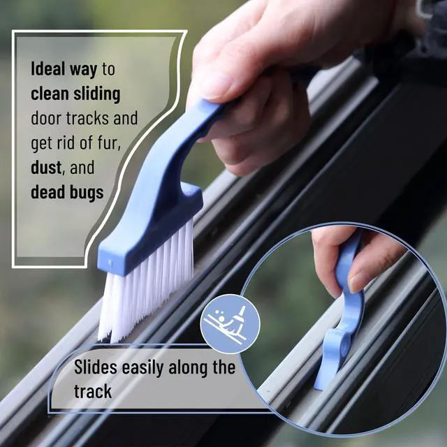 Alt view image 4 of 7 - Window Track Cleaning Brush, 2 Pack, Blue Ergonomic Handle