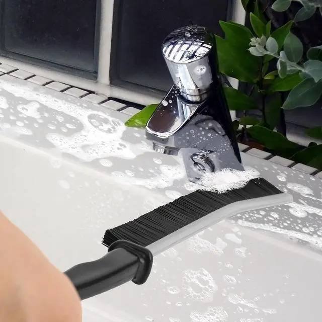 Alt view image 2 of 7 - Gap Cleaning Brush Grout Cleaner Brush with Hard Handle Scrub Deep Tile Joints Stiff Angled Bristles for Showers, Bathtubs, Kitchens - Multi-Surface All-Around Household Cleaning Tool