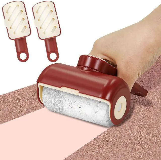 Main image of Mini Reusable Lint Roller 2 Pack, Washable Gel Sticky Lint Roller for Pet Hair, Travel Size Portable Lint Roller with 360° Rotating Handle & Large Hanging Hole, Beige