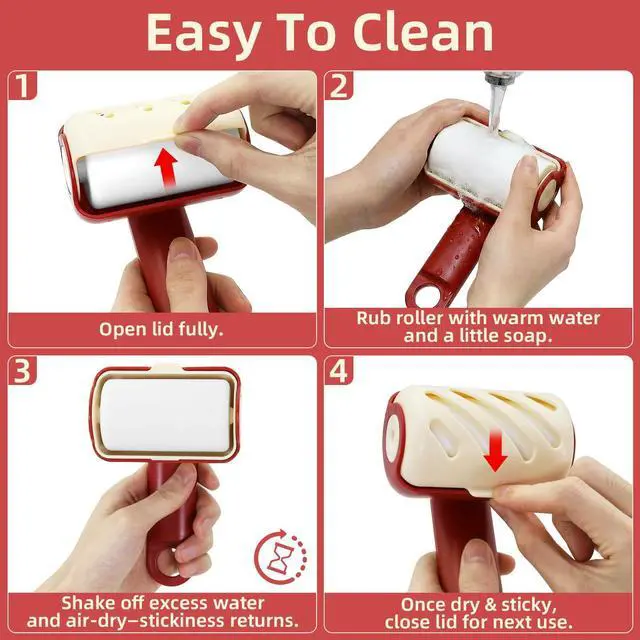 Alt view image 5 of 7 - Mini Reusable Lint Roller 2 Pack, Washable Gel Sticky Lint Roller for Pet Hair, Travel Size Portable Lint Roller with 360° Rotating Handle & Large Hanging Hole, Beige