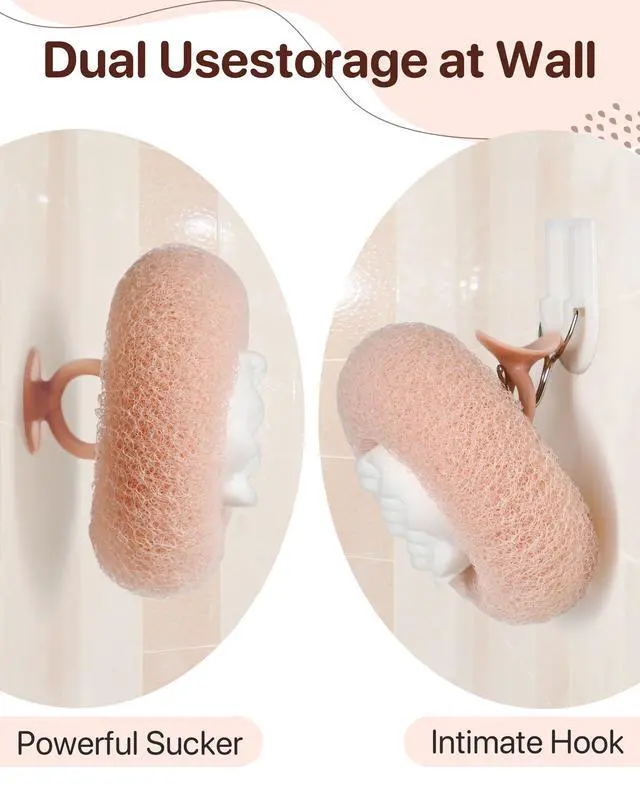 Alt view image 5 of 7 - Super Soft Sunflower Suction Cup Bath Ball, New Upgraded 2-in-1 Sunflower Ball Exfoliating Bath Sponge Cleaning Brush, Mesh Shower Body Sponge Accessories for Women, Men (Cyan+Pink)