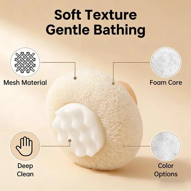 Alt view image 2 of 7 - 4 Pcs Super Soft Sunflower Suction Cup Bath Ball, New Upgraded 2-in-1 Sunflower Ball Exfoliating Bath Sponge Cleaning Brush, Mesh Shower Body Sponge Accessories for Women, Men