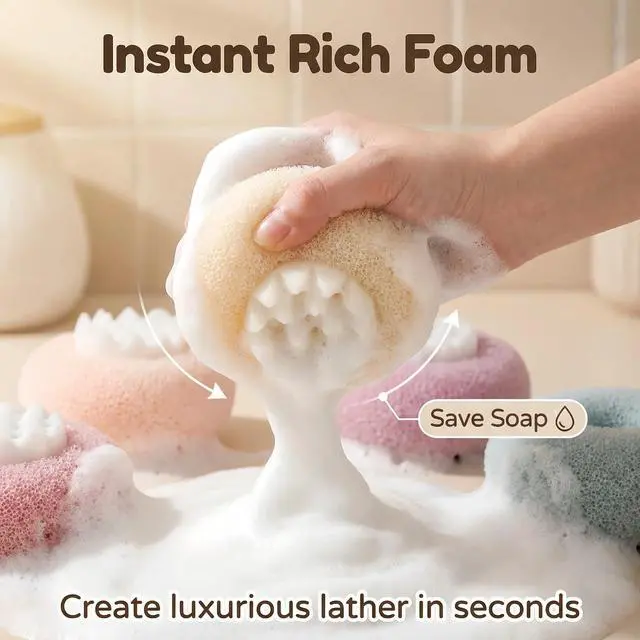 Alt view image 7 of 7 - 4 Pcs Super Soft Sunflower Suction Cup Bath Ball, New Upgraded 2-in-1 Sunflower Ball Exfoliating Bath Sponge Cleaning Brush, Mesh Shower Body Sponge Accessories for Women, Men