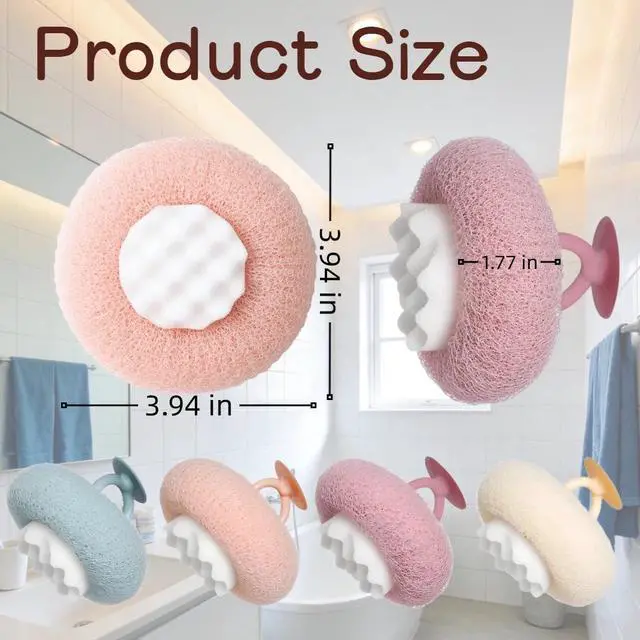 Alt view image 5 of 7 - 4 Pcs Super Soft Sunflower Suction Cup Bath Ball, New Upgraded 2-in-1 Sunflower Ball Exfoliating Bath Sponge Cleaning Brush, Mesh Shower Body Sponge Accessories for Women, Men