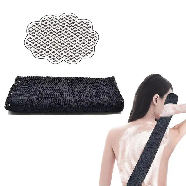 Alt view image 2 of 7 - African Net Sponge - Authentic Exfoliating Bath Wash Cloth, Black Owned, Long Body Scrubber, Shower & Bath Accessories for Dead Skin Removal (Black)