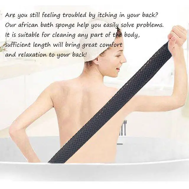 Alt view image 5 of 7 - African Net Sponge - Authentic Exfoliating Bath Wash Cloth, Black Owned, Long Body Scrubber, Shower & Bath Accessories for Dead Skin Removal (Black)