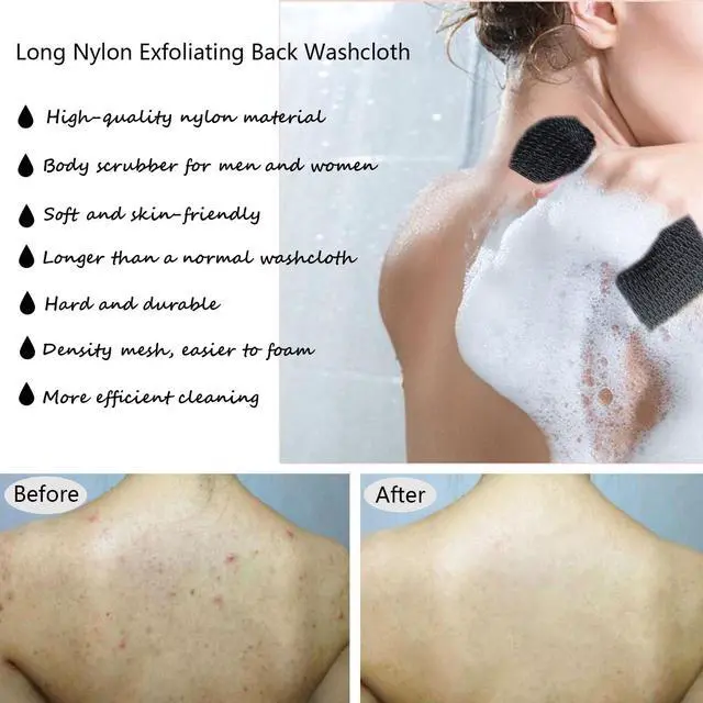 Alt view image 4 of 7 - African Net Sponge - Authentic Exfoliating Bath Wash Cloth, Black Owned, Long Body Scrubber, Shower & Bath Accessories for Dead Skin Removal (Black)