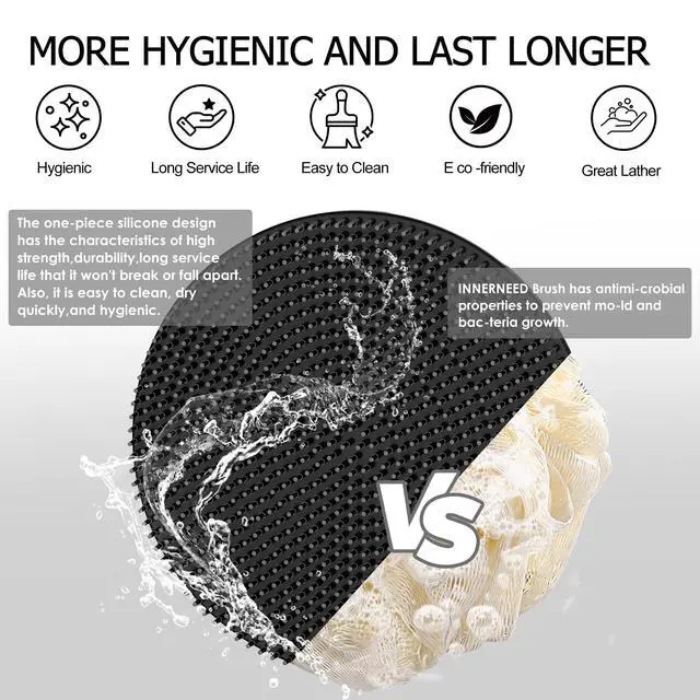 Alt view image 2 of 7 - Bath Loofah Exfoliating Net Sponge Mesh Case with Silicone Body Scrubber