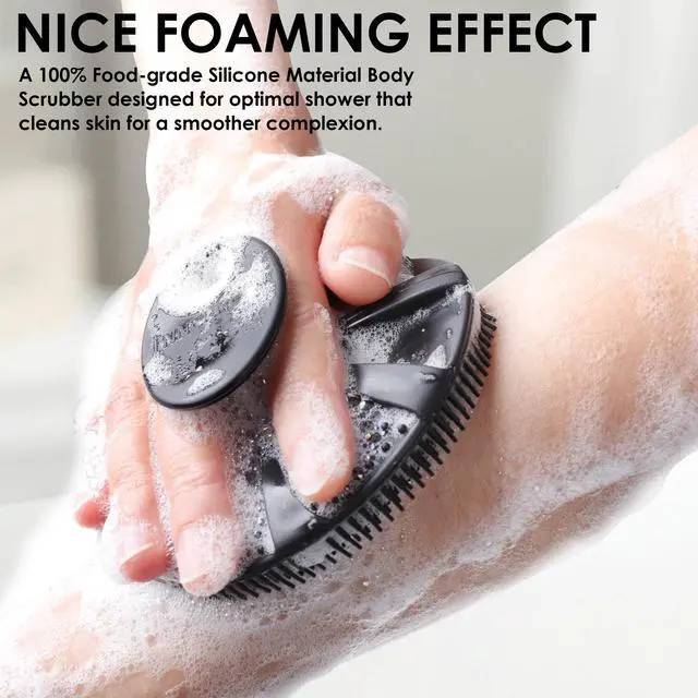 Alt view image 3 of 7 - Bath Loofah Exfoliating Net Sponge Mesh Case with Silicone Body Scrubber