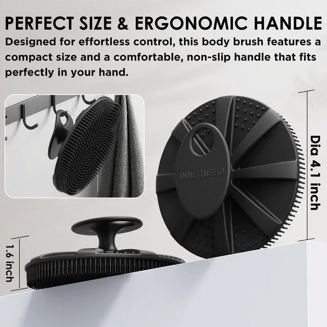 Alt view image 4 of 7 - Bath Loofah Exfoliating Net Sponge Mesh Case with Silicone Body Scrubber