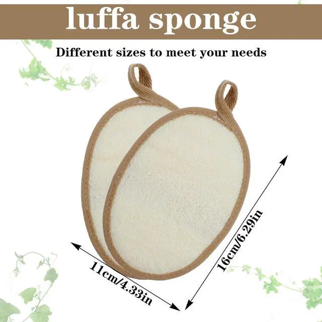 Alt view image 2 of 7 - 2 Pcs Loofah Sponge Natural Body Scrubber Loofahs for Shower Exfoliator Natural Lufa Bath Scrub Loofa Sponge Pad, Large Lufas for Men and Women Loufa Luffa Beige