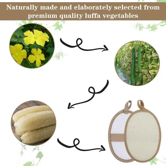 Alt view image 6 of 7 - 2 Pcs Loofah Sponge Natural Body Scrubber Loofahs for Shower Exfoliator Natural Lufa Bath Scrub Loofa Sponge Pad, Large Lufas for Men and Women Loufa Luffa Beige